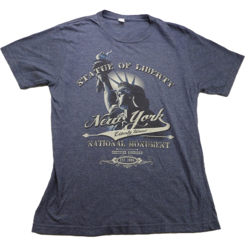 VTG Royal Apparel Statue Of Liberty New York T-Shirt Heather Blue Men M 90s USA